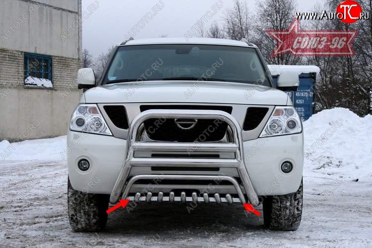 17 954 р. Защита переднего бампера нижняя Souz-96 Nissan Patrol 6 Y62 дорестайлинг (2010-2014)  с доставкой в г. Вологда