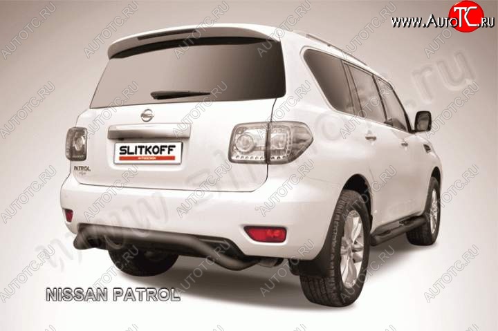 17 349 р. Защита задняя Slitkoff Nissan Patrol 6 Y62 дорестайлинг (2010-2014) (Цвет: серебристый)  с доставкой в г. Вологда