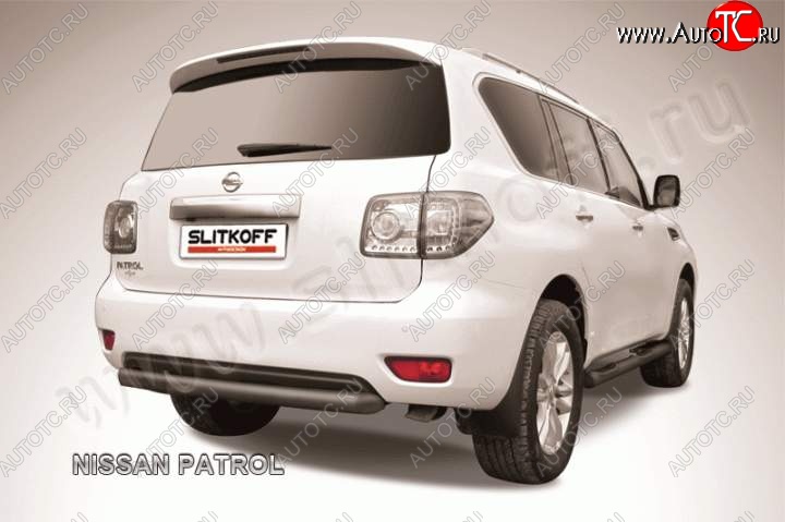 13 899 р. Защита задняя Slitkoff Nissan Patrol 6 Y62 дорестайлинг (2010-2014) (Цвет: серебристый)  с доставкой в г. Вологда