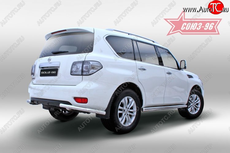 10 169 р. Защита заднего бампера Souz-96 (d60) Nissan Patrol 6 Y62 дорестайлинг (2010-2014)  с доставкой в г. Вологда