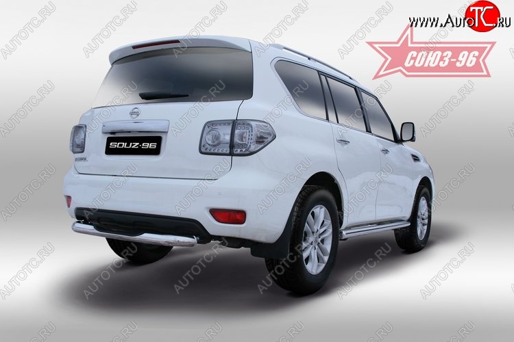 15 929 р. Защита заднего бампера с проступью Souz-96 (d76) Nissan Patrol 6 Y62 дорестайлинг (2010-2014)  с доставкой в г. Вологда