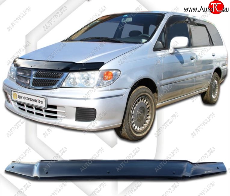 2 079 р. Дефлектор капота CA-Plastic Nissan Presage U30 дорестайлинг (1998-2001) (серия Classic черный, Без надписи)  с доставкой в г. Вологда
