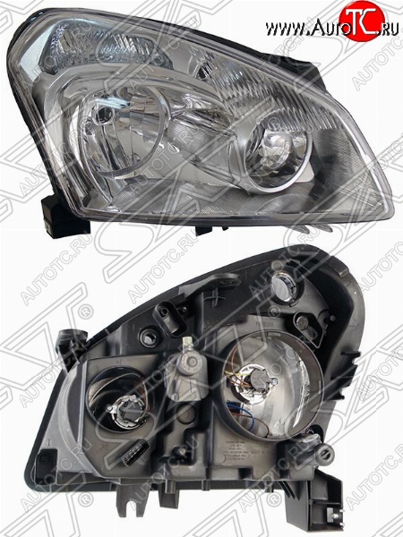 5 299 р. Правая фара передняя SAT (с электрокорректором) Nissan Qashqai 1 дорестайлинг (2007-2010)  с доставкой в г. Вологда