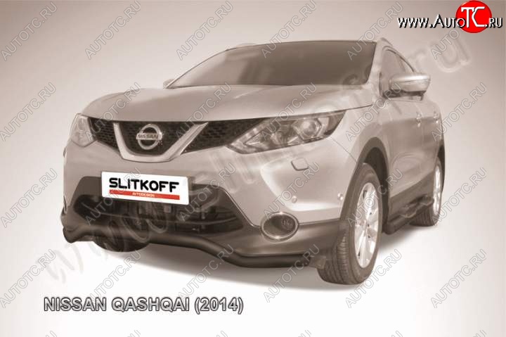 9 649 р. Защита переднего бампер Slitkoff Nissan Qashqai 2 J11 дорестайлинг (2013-2019) (Цвет: серебристый)  с доставкой в г. Вологда