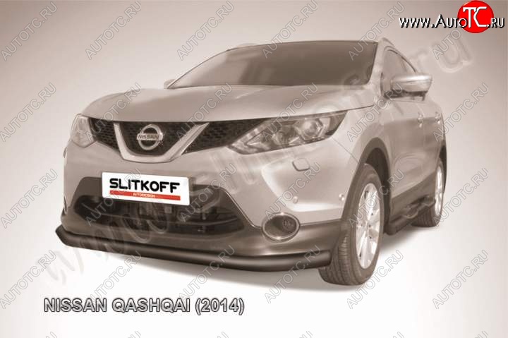 9 649 р. Защита переднего бампер Slitkoff Nissan Qashqai 2 J11 дорестайлинг (2013-2019) (Цвет: серебристый)  с доставкой в г. Вологда