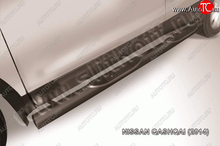 12 399 р. Защита порогов Slitkoff Nissan Qashqai 2 J11 дорестайлинг (2013-2019) (Цвет: серебристый)  с доставкой в г. Вологда