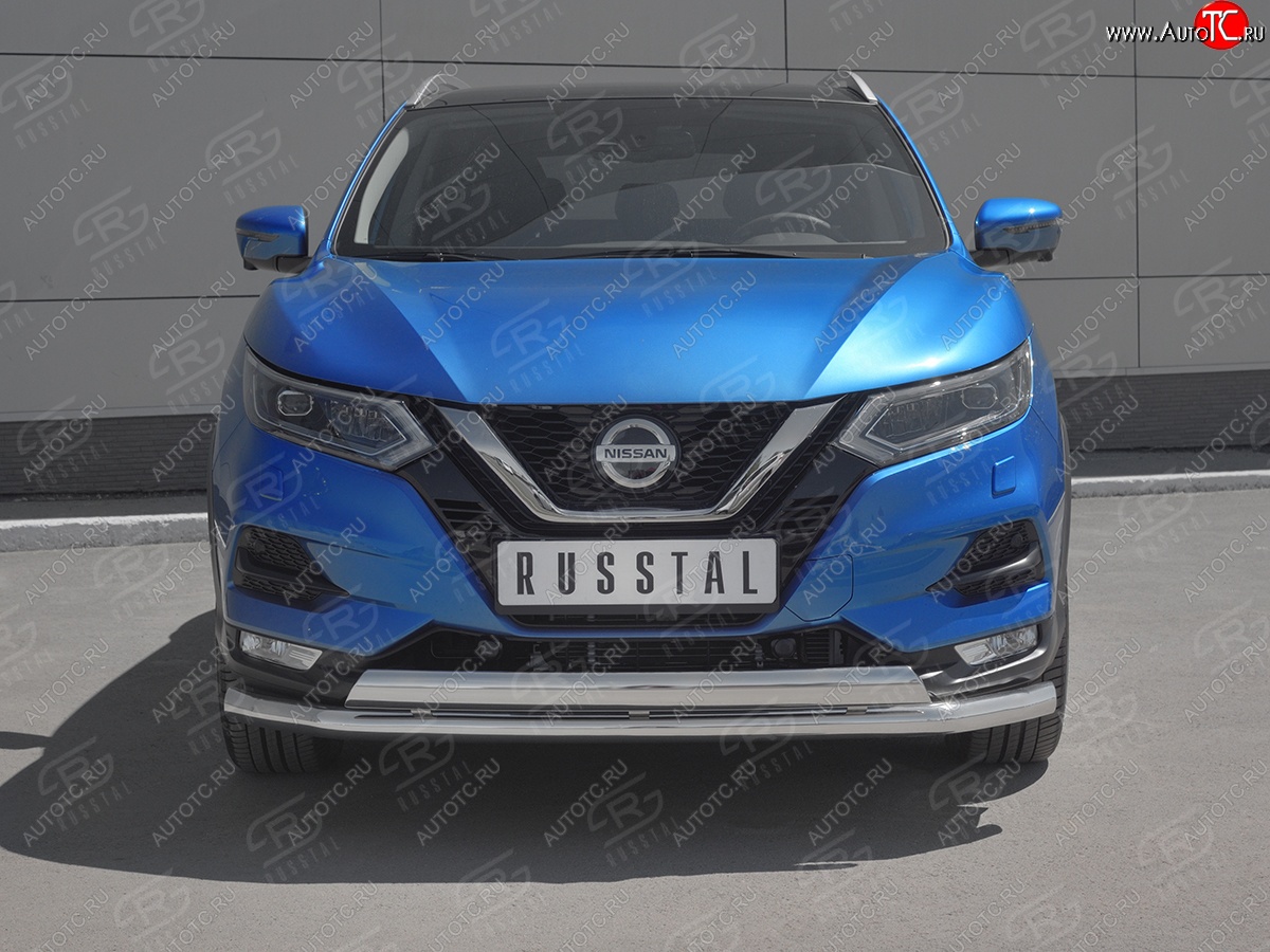 13 999 р. Защита переднего бампера (2 трубы Ø63 и 75х42 мм, нержавейка) Russtal Nissan Qashqai 2 J11 рестайлинг (2017-2022)  с доставкой в г. Вологда