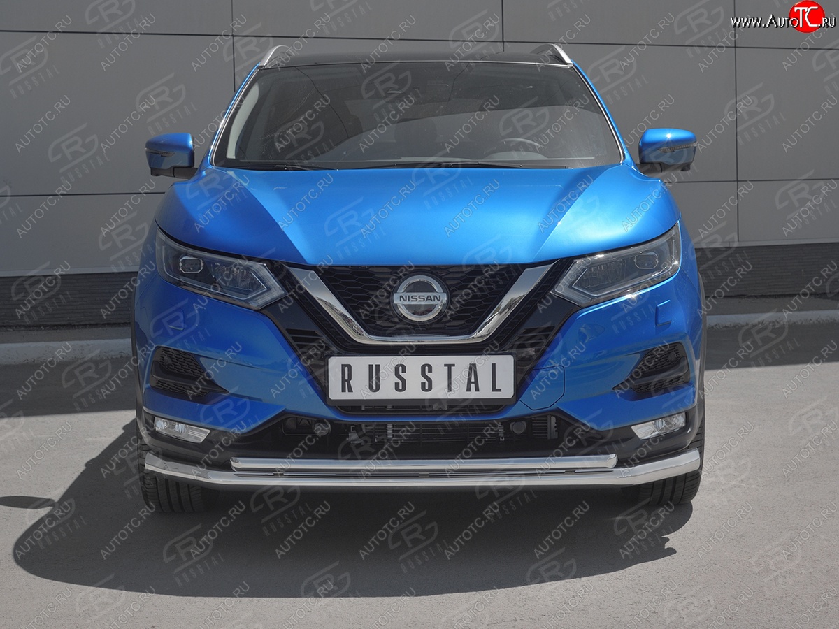 18 899 р. Защита переднего бампера (2 трубы Ø63 и 42 мм, нержавейка) SLITKOFF Nissan Qashqai 2 J11 рестайлинг (2017-2022)  с доставкой в г. Вологда