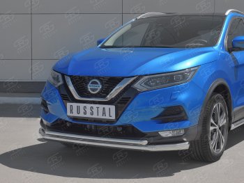 18 899 р. Защита переднего бампера (2 трубы Ø63 и 42 мм, нержавейка) SLITKOFF Nissan Qashqai 2 J11 рестайлинг (2017-2022)  с доставкой в г. Вологда. Увеличить фотографию 2
