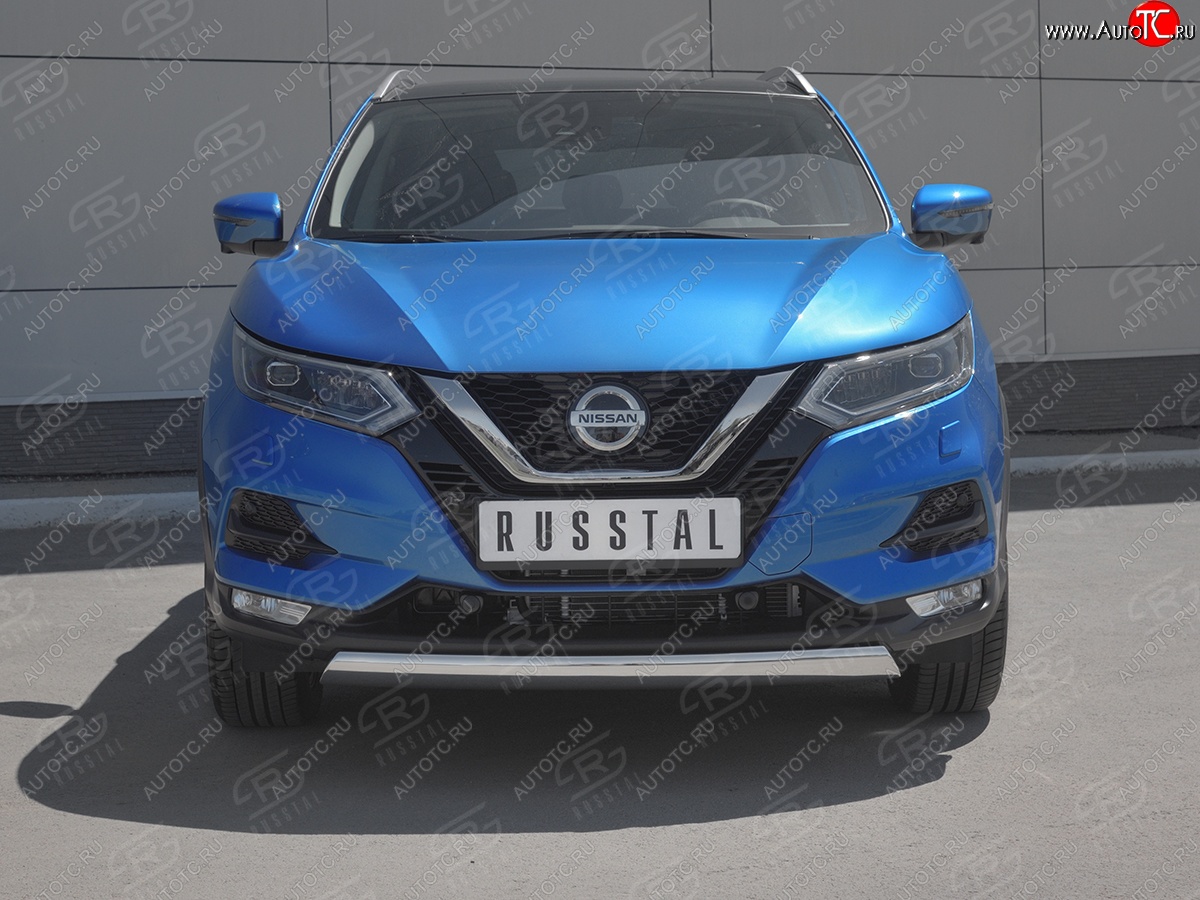 11 799 р. Защита переднего бампера (Ø75x42 мм, нержавейка) Russtal Nissan Qashqai 2 J11 рестайлинг (2017-2022)  с доставкой в г. Вологда