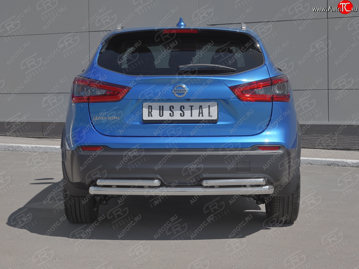 17 399 р. Защита заднего бампера (Ø63/42 мм, нержавейка) SLITKOFF Nissan Qashqai 2 J11 рестайлинг (2017-2022)  с доставкой в г. Вологда