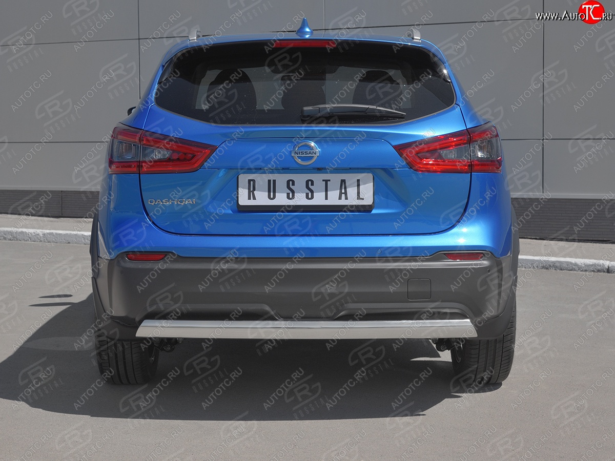 11 799 р. Защита заднего бампера (Ø75x42 мм, нержавейка) Russtal Nissan Qashqai 2 J11 рестайлинг (2017-2022)  с доставкой в г. Вологда