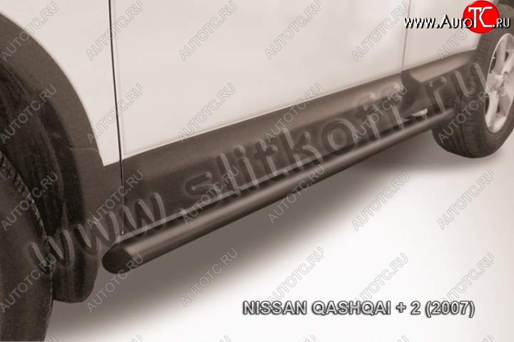 9 899 р. Защита порогов Slitkoff Nissan Qashqai +2 1 J10 дорестайлинг (2008-2010) (Цвет: серебристый)  с доставкой в г. Вологда