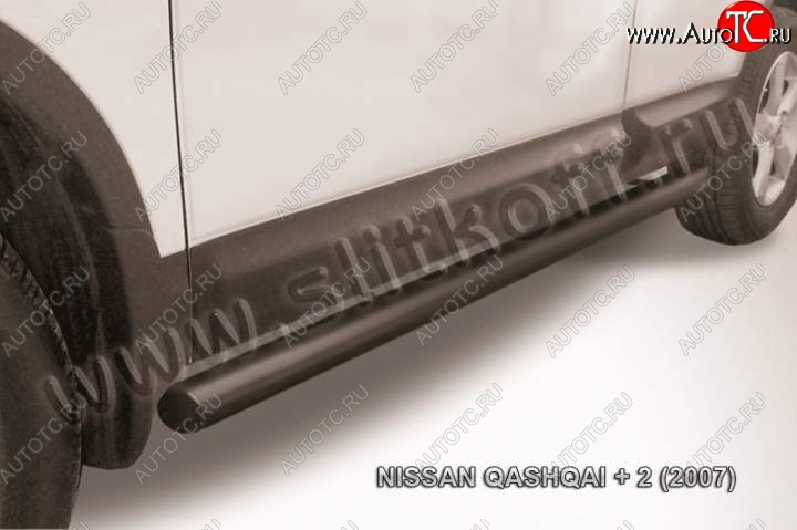 10 599 р. Защита порогов Slitkoff Nissan Qashqai +2 1 J10 дорестайлинг (2008-2010) (Цвет: серебристый)  с доставкой в г. Вологда