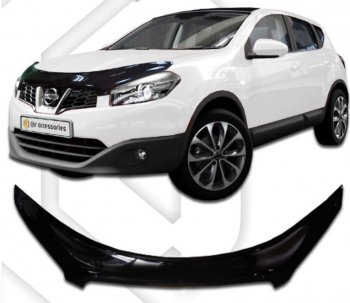 2 399 р. Дефлектор капота CA-Plastic exclusive  Nissan Qashqai  1 (2010-2013) J10 рестайлинг (серия Classic черный, Без надписи)  с доставкой в г. Вологда. Увеличить фотографию 2