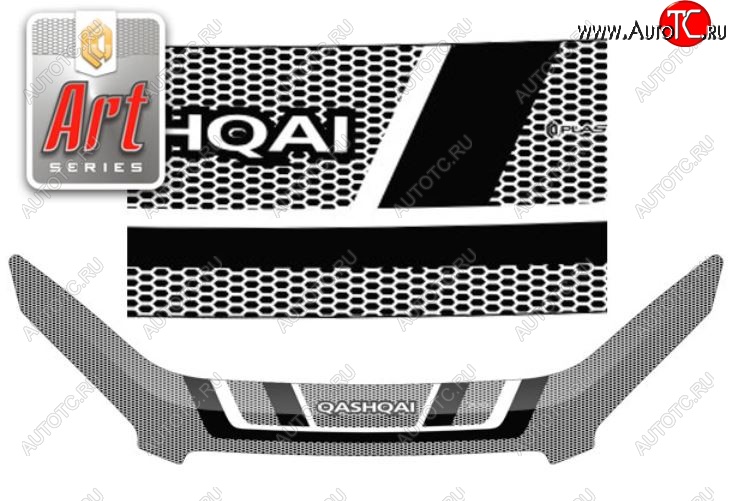 2 599 р. Дефлектор капота CA-Plastiс exclusive  Nissan Qashqai  1 (2010-2013) J10 рестайлинг (Серия Art графит)  с доставкой в г. Вологда