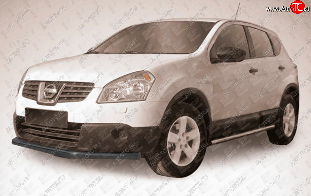 8 999 р. Защита переднего бампера Slitkoff (Ø 57 мм, длинная). Nissan Qashqai 1 J10 рестайлинг (2010-2013) (Сталь с полимерным покрытием. Цвет: черный)  с доставкой в г. Вологда