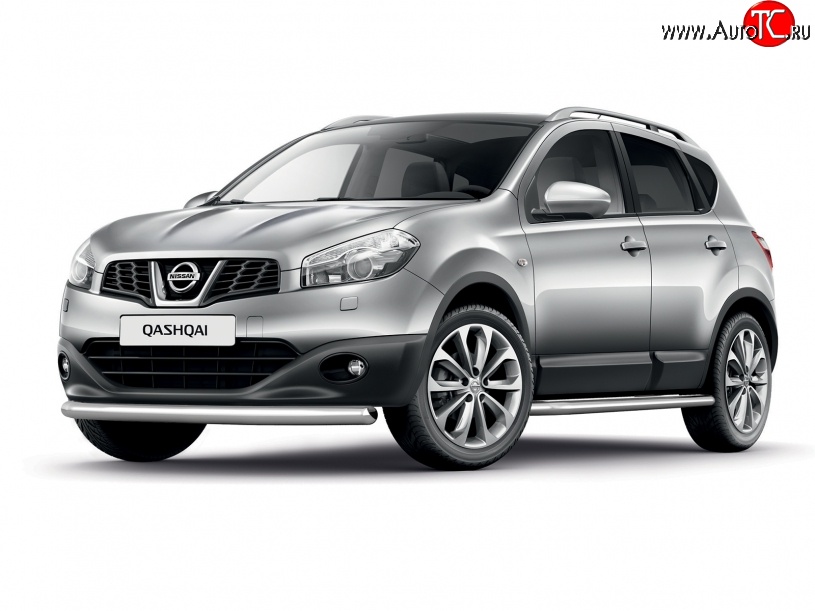 6 299 р. Одинарная защита переднего бампера диаметром 63 мм Petroil Tuning Nissan Qashqai 1 J10 рестайлинг (2010-2013) (Нержавеющая полированная сталь)  с доставкой в г. Вологда