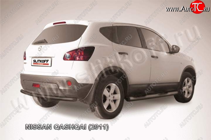 7 599 р. Защита задняя Slitkoff Nissan Qashqai 1 J10 рестайлинг (2010-2013) (Цвет: серебристый)  с доставкой в г. Вологда