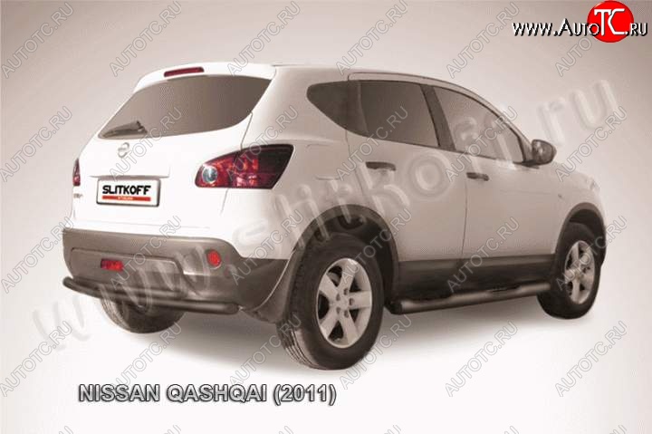 8 949 р. Защита задняя Slitkoff Nissan Qashqai 1 J10 рестайлинг (2010-2013) (Цвет: серебристый)  с доставкой в г. Вологда