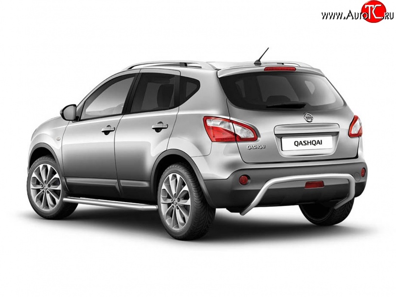 5 199 р. Защита заднего бампера из трубы диаметром 51 мм Petroil Tuning Nissan Qashqai 1 J10 рестайлинг (2010-2013) (Нержавеющая полированная сталь)  с доставкой в г. Вологда