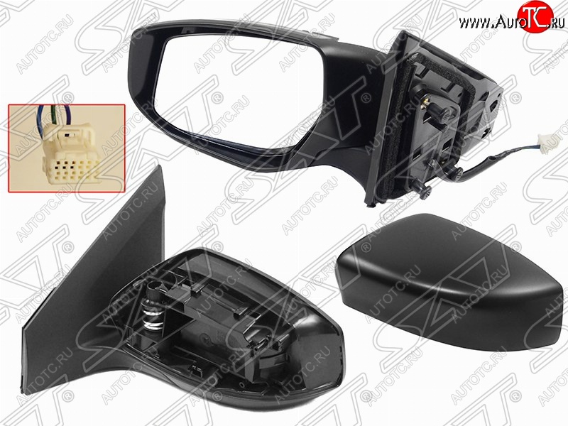 2 659 р. Левое боковое зеркало заднего вида SAT (3 контакта) Nissan Sentra 7 B17 (2014-2017) (Неокрашенное)  с доставкой в г. Вологда