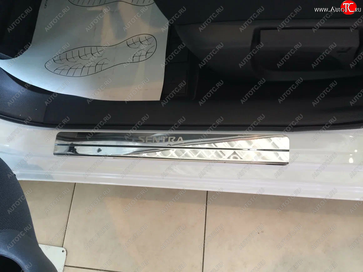 2 199 р. Накладки порожков салона INOX Nissan Sentra 7 B17 (2014-2017) (Нержавеющая сталь)  с доставкой в г. Вологда