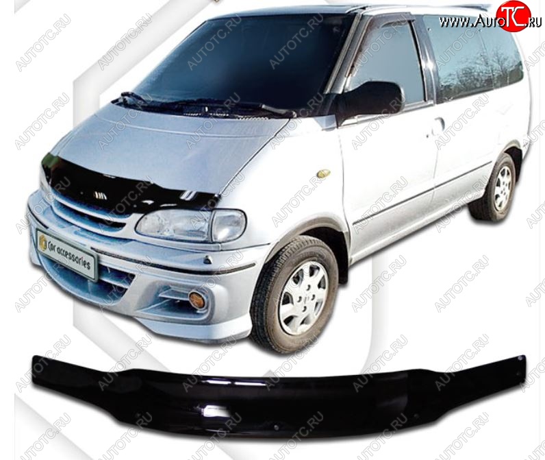 1 999 р. Дефлектор капота CA-Plastic Nissan Serena 1 (1991-2001) (Classic черный, Без надписи)  с доставкой в г. Вологда