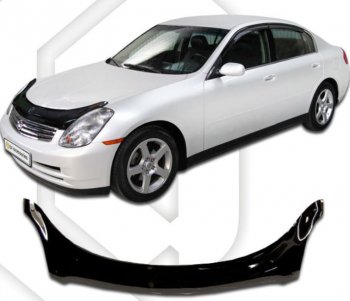 2 399 р. Дефлектор капота CA-Plastiс  Nissan Skyline  V35 (2001-2007) (серия Classic черный, Без надписи)  с доставкой в г. Вологда. Увеличить фотографию 2
