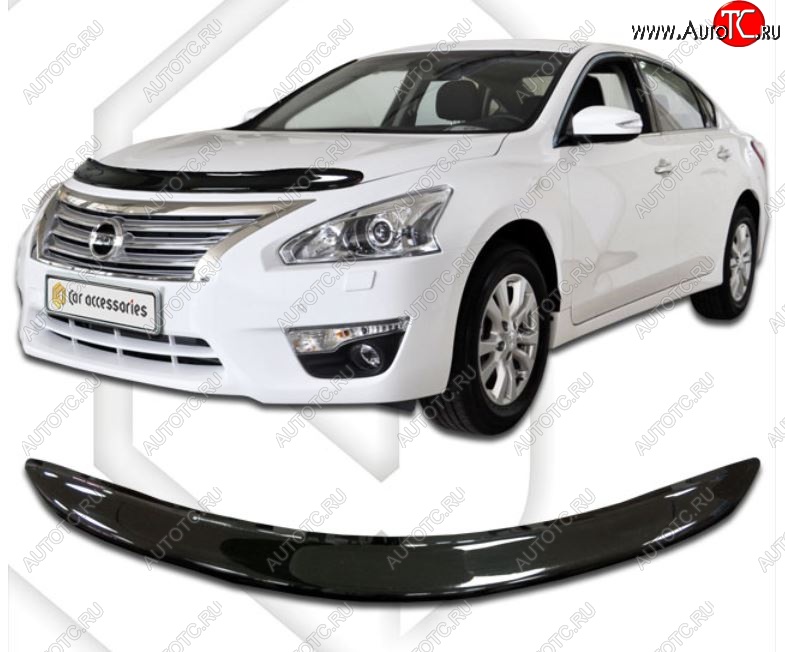 1 899 р. Дефлектор капота CA-Plastic  Nissan Teana  3 L33 (2014-2020) дорестайлинг (Classic черный, Без надписи)  с доставкой в г. Вологда