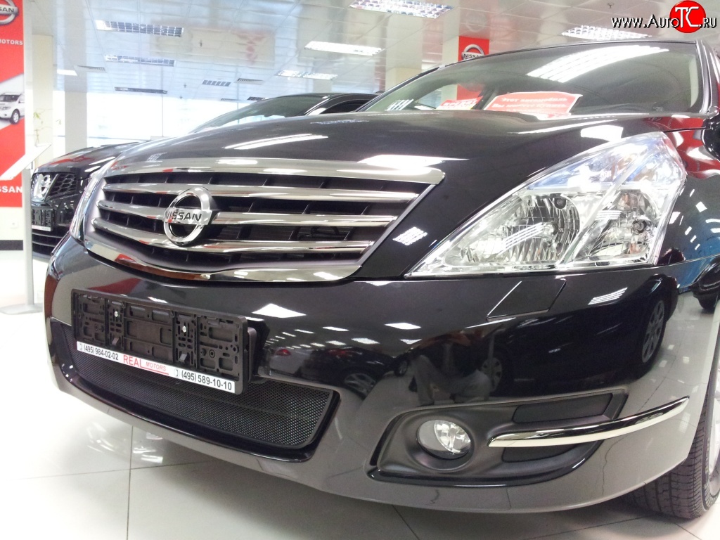1 469 р. Сетка на бампер Russtal (черная) Nissan Teana 2 J32 дорестайлинг (2008-2011)  с доставкой в г. Вологда