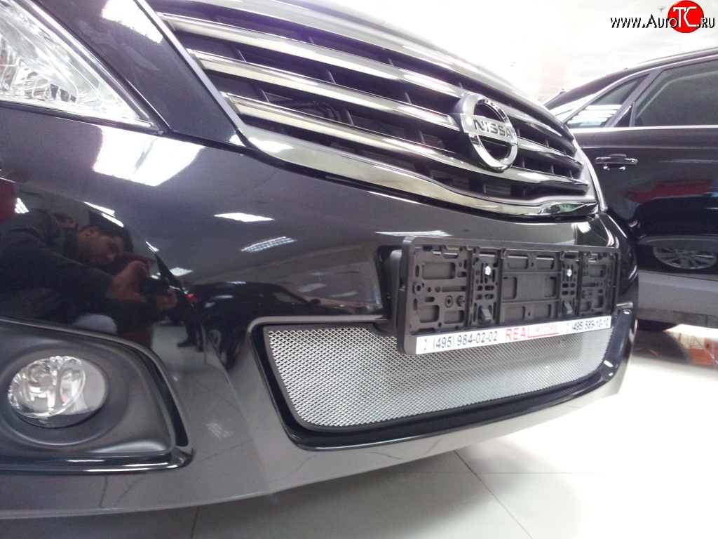 1 539 р. Сетка на бампер Russtal (хром) Nissan Teana 2 J32 дорестайлинг (2008-2011)  с доставкой в г. Вологда