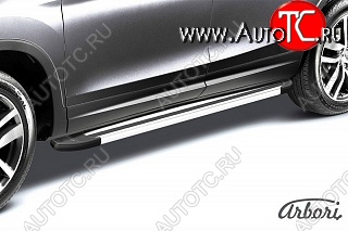 11 789 р. Порожки для ног Arbori Luxe Silver Nissan Terrano D10 дорестайлинг (2013-2016)  с доставкой в г. Вологда