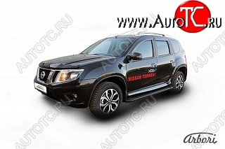 11 609 р. Порожки для ног Arbori Optima Black Nissan Terrano D10 дорестайлинг (2013-2016)  с доставкой в г. Вологда