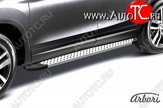 24 999 р. Порожки для ног Arbori Standart Silver Nissan Terrano D10 рестайлинг (2016-2022)  с доставкой в г. Вологда
