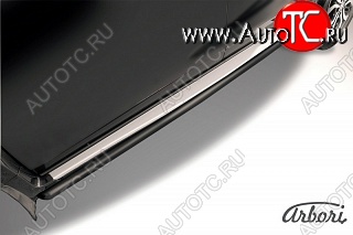 7 145 р. Защита штатных порогов Arbori (черная, d42 mm). Nissan Terrano D10 рестайлинг (2016-2022)  с доставкой в г. Вологда