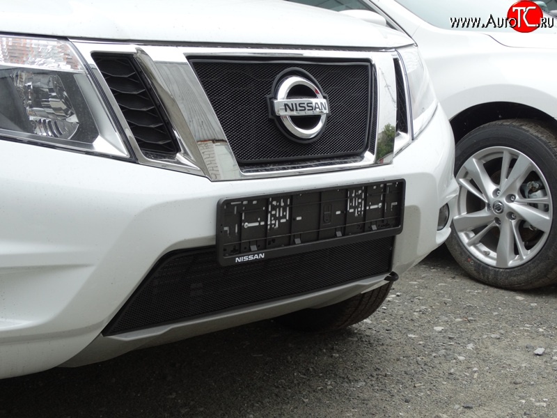 1 469 р. Нижняя сетка на бампер Russtal (черная) Nissan Terrano D10 рестайлинг (2016-2022)  с доставкой в г. Вологда