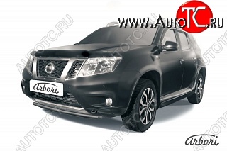 7 019 р. Защита переднего бампера Arbori (черная, 1 труба d42 mm). Nissan Terrano D10 рестайлинг (2016-2022)  с доставкой в г. Вологда