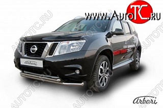 11 069 р. Защита переднего бампера Arbori (нержавейка, 2 трубы d57 и 42 mm) Nissan Terrano D10 рестайлинг (2016-2022)  с доставкой в г. Вологда