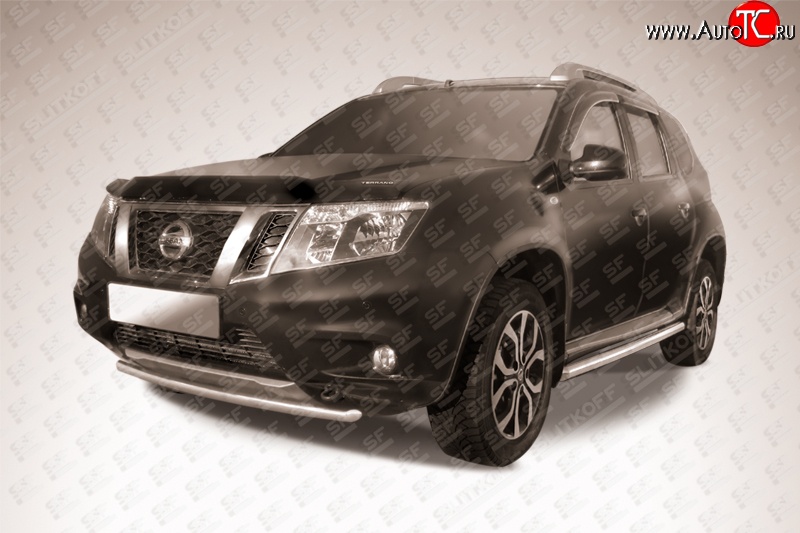 8 899 р. Одинарная защита переднего бампера диаметром 42 мм Slitkoff Nissan Terrano D10 рестайлинг (2016-2022) (Цвет: нержавеющая полированная сталь)  с доставкой в г. Вологда