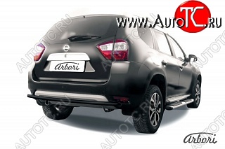 7 019 р. Защита заднего бампера Arbori (черная, 1 труба d42 mm). Nissan Terrano D10 дорестайлинг (2013-2016)  с доставкой в г. Вологда