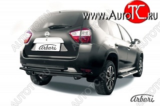 7 019 р. Защита заднего бампера Arbori (черная, 2 трубы d42 mm). Nissan Terrano D10 дорестайлинг (2013-2016)  с доставкой в г. Вологда