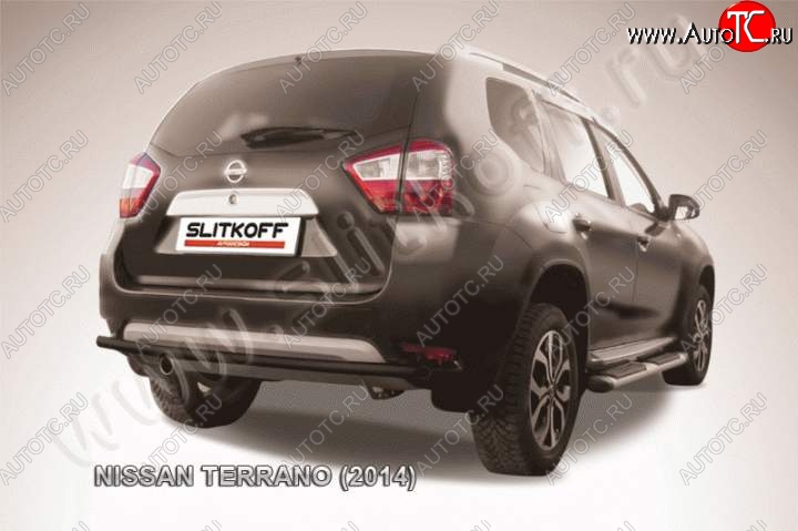 5 299 р. Защита задняя Slitkoff Nissan Terrano D10 дорестайлинг (2013-2016) (Цвет: серебристый)  с доставкой в г. Вологда