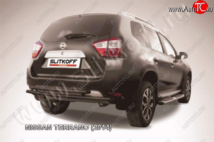 5 749 р. Защита задняя Slitkoff Nissan Terrano D10 дорестайлинг (2013-2016) (Цвет: серебристый)  с доставкой в г. Вологда