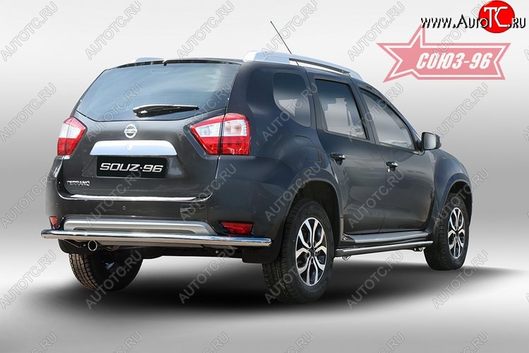 9 809 р. Защита заднего бампера Souz-96 (d60) Nissan Terrano D10 дорестайлинг (2013-2016)  с доставкой в г. Вологда