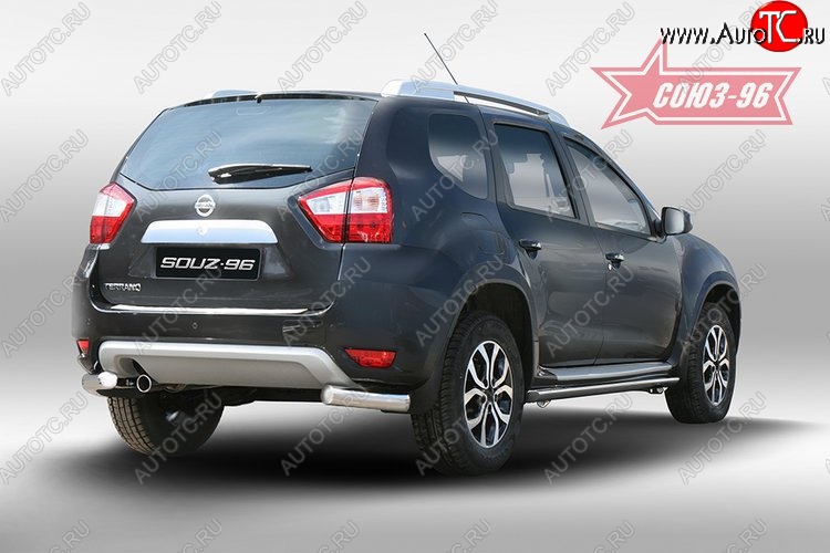 11 789 р. Защита заднего бампера из боковых уголков Souz-96 (d76) Nissan Terrano D10 дорестайлинг (2013-2016)  с доставкой в г. Вологда