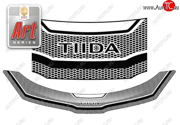 2 399 р. Дефлектор капота CA-Plastiс  Nissan Tiida  1 хэтчбэк (2004-2007) C11 дорестайлинг, Япония (серия Art графит)  с доставкой в г. Вологда
