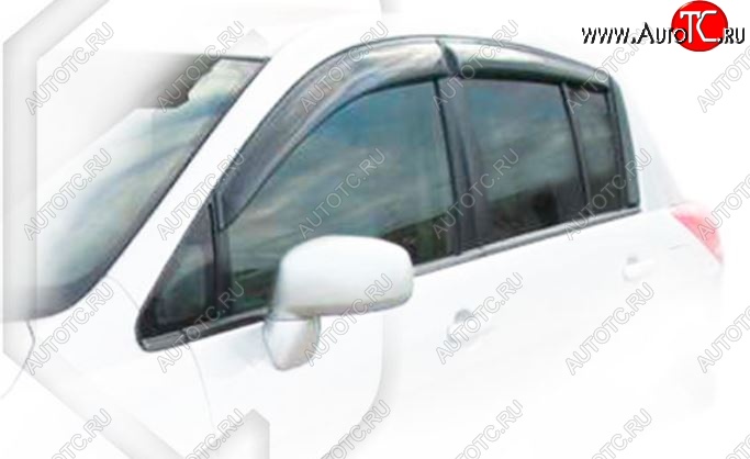 2 079 р. Дефлектора окон (правый руль) CA-Plastiс Nissan Tiida 1 хэтчбэк C11 дорестайлинг, Япония (2004-2007) (Classic полупрозрачный, Без хром.молдинга)  с доставкой в г. Вологда