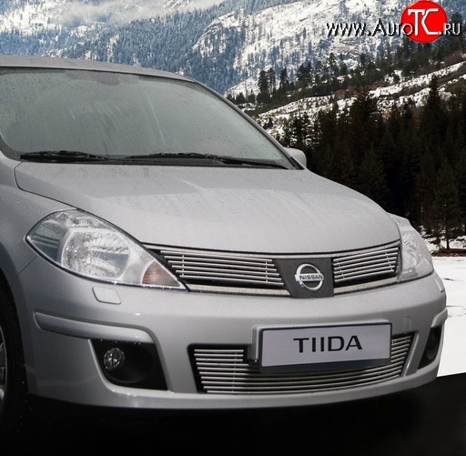 5 444 р. Декоративная вставка воздухозаборника Souz-96 Nissan Tiida 1 седан C11 рестайлинг (2010-2014)  с доставкой в г. Вологда