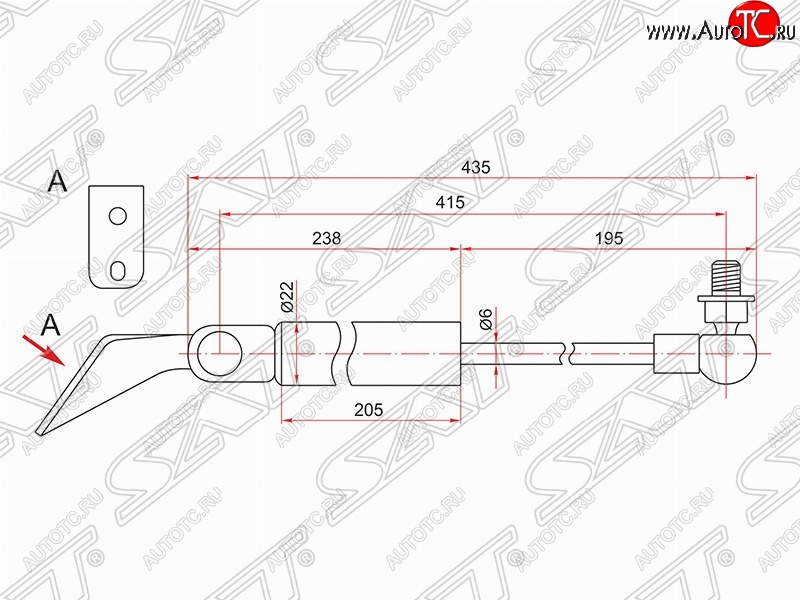 869 р. Правый газовый упор крышки багажника SAT Nissan Tiida 1 хэтчбэк C11 дорестайлинг, Япония (2004-2007)  с доставкой в г. Вологда